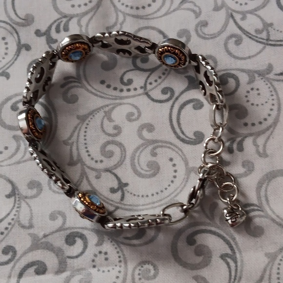 Brighton Gossamer Blue Crystal Gold Silver Plate Bracelet - Picture 4 of 6